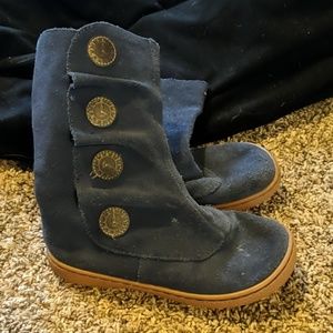 Blue suede leather boots